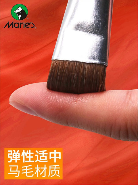 Marley brand water chalk art students with flat head horse hair bristle 6-pack gouache brush set for beginners fan-shaped acrylic oil paint row brush adult professional hand-painted watercolor