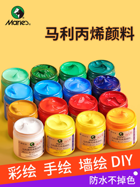 Marley 24-Color 100Ml/Bottle Acrylic Paint Set, 12-Color Beginner Painting Set for Textile, Shoes, Wall Painting, Waterproof and Sun-Resistant, DIY Painting, Art Students, Children's Graffiti Painting Tools