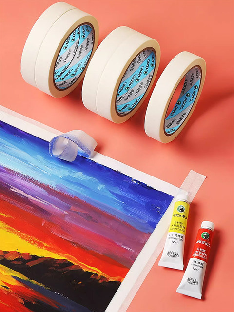 Marley Brand Masking Tape, Masking Paper Tape, Special for Art Students, Watercolor Painting, Sketching, Art Drawing, Masking Paper Tape, 5 Rolls/10 Rolls, Crepe Edge Tape, Water-Based Tape for Spray Painting, Masking, and Seam Covering