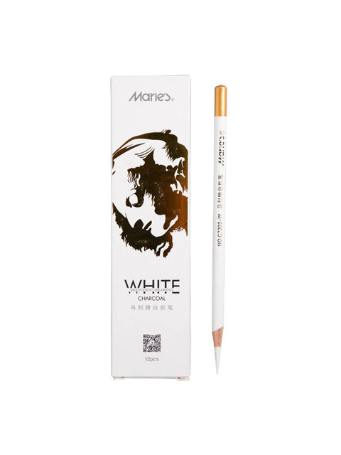 Marley Brand White Charcoal Pencils, Special White Highlight Colored Sketch Pencil Set for Art Students, Drawing Sketching Soft Medium Hard Charcoal Pencils, Elementary School Students, Beginners, Art Professional Drawing Tools and Supplies