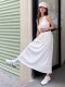 2024 Spring New High-Waisted Slimming White Mid-Length Skirt for Women, Elegant and Versatile A-Line Flared Long Skirt