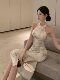 New Chinese-Style Retro Improved Cheongsam Dress with a Stylish Halter Neck, Elegant Socialite Waist-Cinching, Slim-Fitting Bodycon Dress for Women in Summer