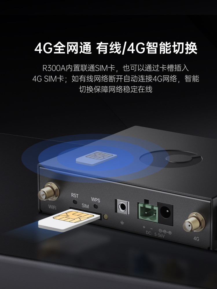 Dandelion 4g Industrial-Grade Router R300A Plug-In Card Cpe Full Network Coverage Wifi Iot Lte Remote Networking Internal Network Penetration External Antenna Rail-Mounted Remote Plc Video Monitoring and Operation and Maintenance