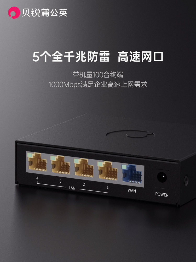 Dandelion G5 Gigabit Enterprise-Grade Wired Router for Remote Networking, Bypass, Ipsec, Pptp, L2Tp, Internal Network Penetration, Weak Current Box, Private Cloud, Nas, 5 Network Ports, Sd-Wan, Internal Network Monitoring