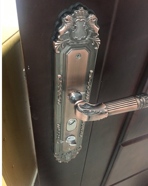 Anti-theft door lock door handle aluminum old-fashioned lock handle red bronze door handle retro lock aluminum alloy door