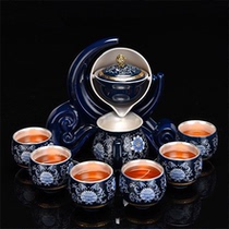 Jingdezhen sterling silver high-grade automatic entry laid-back tea set silver infusion set household web celebrity tea cup with the same style