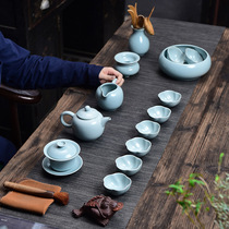 High-grade azure kiln tea set office household complete set of your porcelain open piece ceramic kung fu teapot tea cup