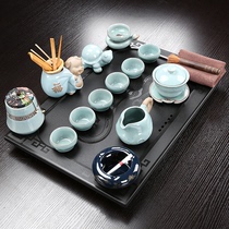 High-grade automatic natural Wujin stone tea sea whole stone tea tray ceramic Kung Fu tea set home tea table
