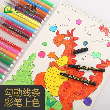 Лайнер для школьников, водонепроницаемые комиксы, дизайнерский комплект, художественная черная кисть, 8 шт, ручная роспись