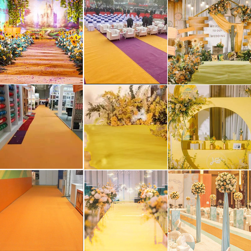 Yellow orange carpet wedding T stage wedding arrangement wedding one-time thickened stage full shop commercial large area