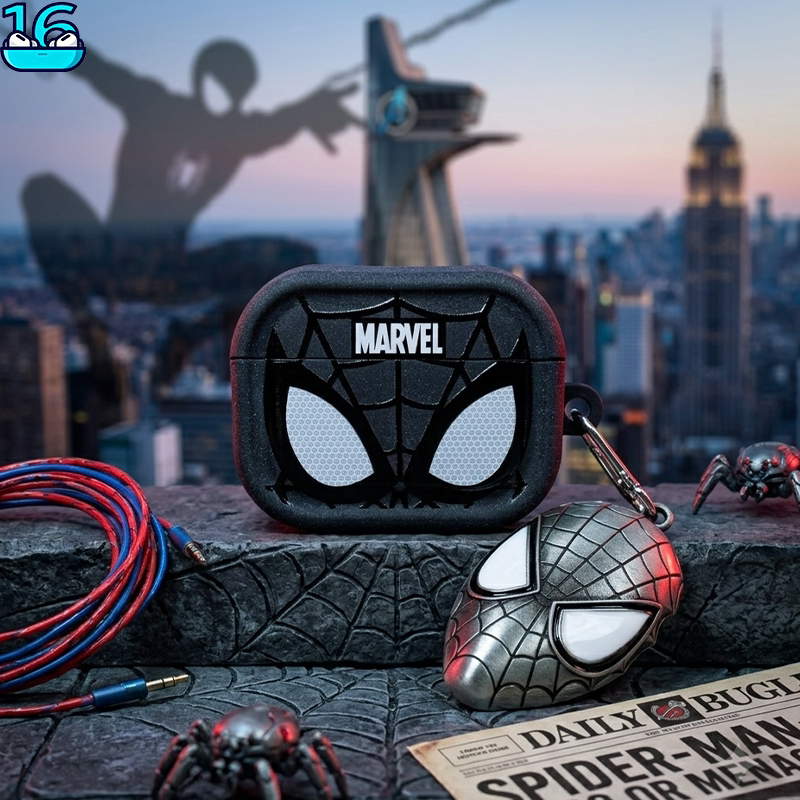 Marvel Spider-Man Mask Compatible with AirPods 5 Protective Case, High-End Dark Gray Cartoon Anime European and American Trendy Cool Personality Metal Pendant 4Th Generation Apple Earphone Case Pro3 Silicone Matte 2 Soft Case Marvel Spider-Man Mask Compatible with AirPods 5 Protective Case, High-End Dark Gray Cartoon Anime European and American Trendy Cool Personality Metal Pendant 4Th Generation Apple Earphone Case Pro3 Silicone Matte 2 Soft Case