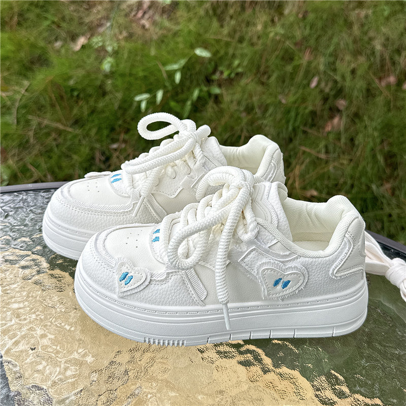 Women's White Sneakers 2025 Spring and Autumn New Versatile Fashion Thick-Soled Student Casual Sports Leather Panel Shoes