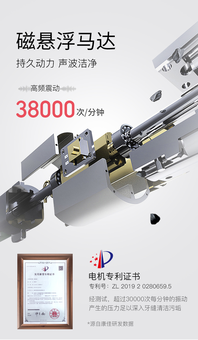 康佳 声波电动牙刷 清洁刷头2个+护龈刷头3个 图10