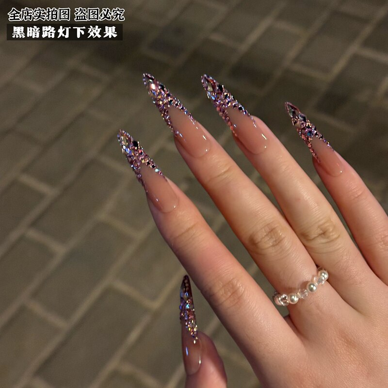 【Crystal Shoes Feature Swarovski Elements】Summer Collection Full Diamond Nail Art March Rabbit Handmade Wearable Nails