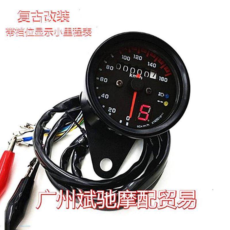 đồng hồ contermet xe máy CG125 xe máy dụng cụ lắp ráp retro sửa đổi vỏ sắt đồng hồ LED với bánh răng số dặm mã đơn đồng hồ miễn phí vận chuyển đồng hồ điện tử xe máy đồng hồ gắn chân gương xe máy