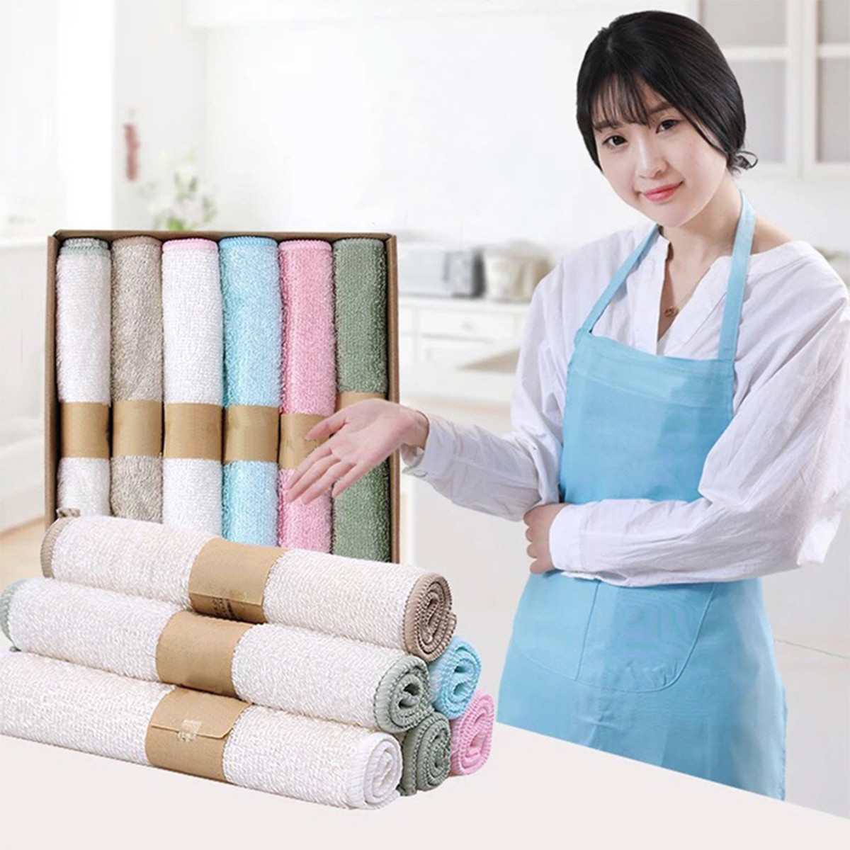Australia (1 box of 6)Absorbent and degreasing household wet and dry cleaning towel Lazy kitchen rag dish cloth