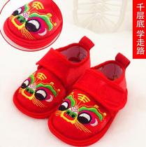 Grab Zhou tiger head shoes Baby full moon year-old male baby girl soft bottom old cloth shoes melaleuca bottom handmade shoes traditional