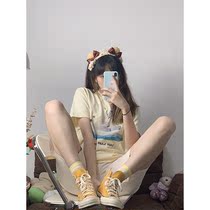 SHAKING bear print short sleeve T-shirt female summer thin Korean loose Joker couple half sleeve top tide