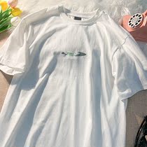 Shaking cotton short sleeve T-shirt female ins tide loose Joker Street Hip Hop couple round neck Half sleeve dress