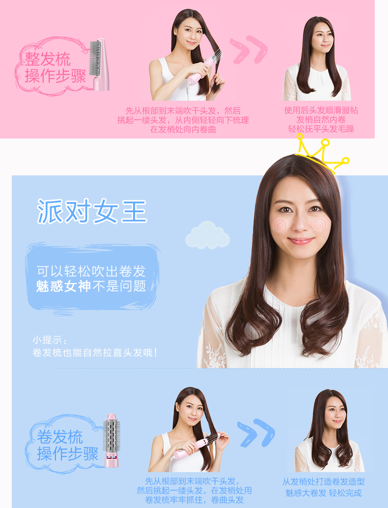 松下 KA23 整发梳 干发/直发/内卷/大卷4合1 图6