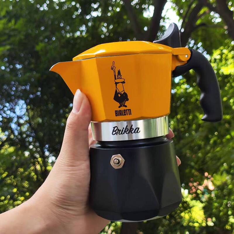 Bialetti Yellow Double-Valve Moka Pot Italian Coffee Pot Outdoor Hand-Brewed Coffee Maker