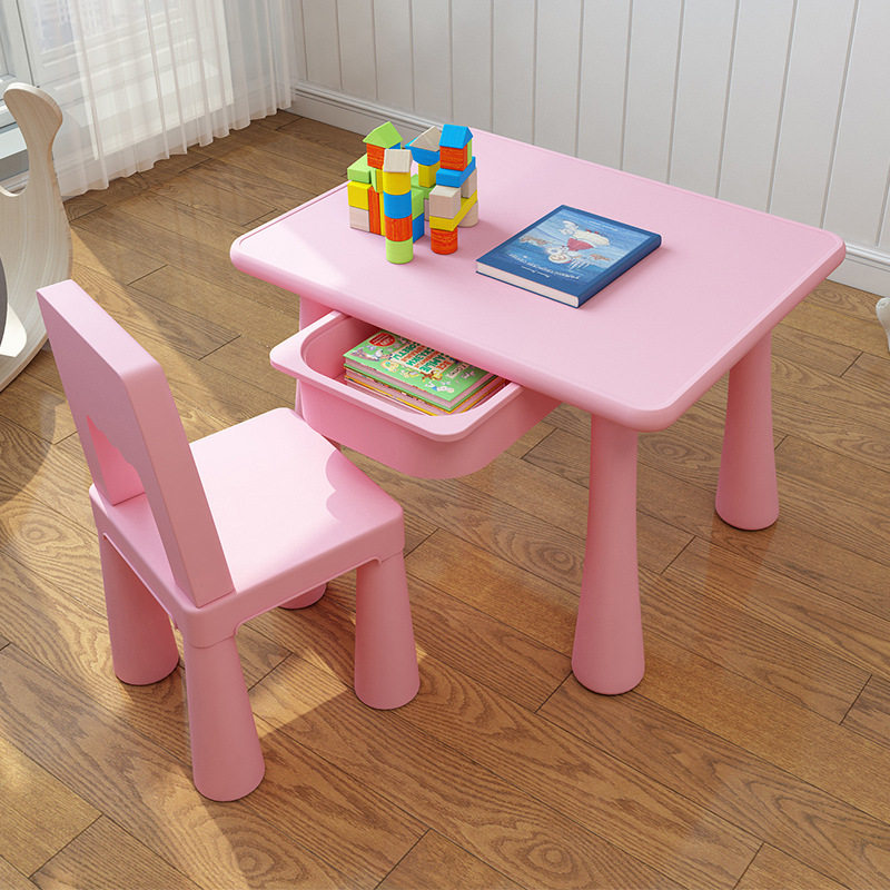 Children's drawer table kindergarten table and chairs baby study table drawing table containing table safe and non-toxic plastic table-Taobao