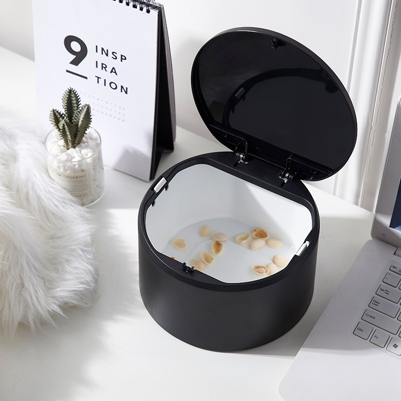 Desktop trash can small push-type mini trash can household double-layer covered trash can creative countertop storage bucket