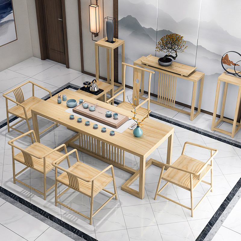 Solid wood tea table and chair combination new Chinese style tea making office tea table tea table Zen tea room furniture modern simplicity