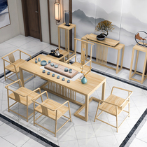 Solid wood tea table and chairs Composition New Chinese Bubble Tea Art Office Tea Table Tea Table Zen tea room Furniture Modern brief