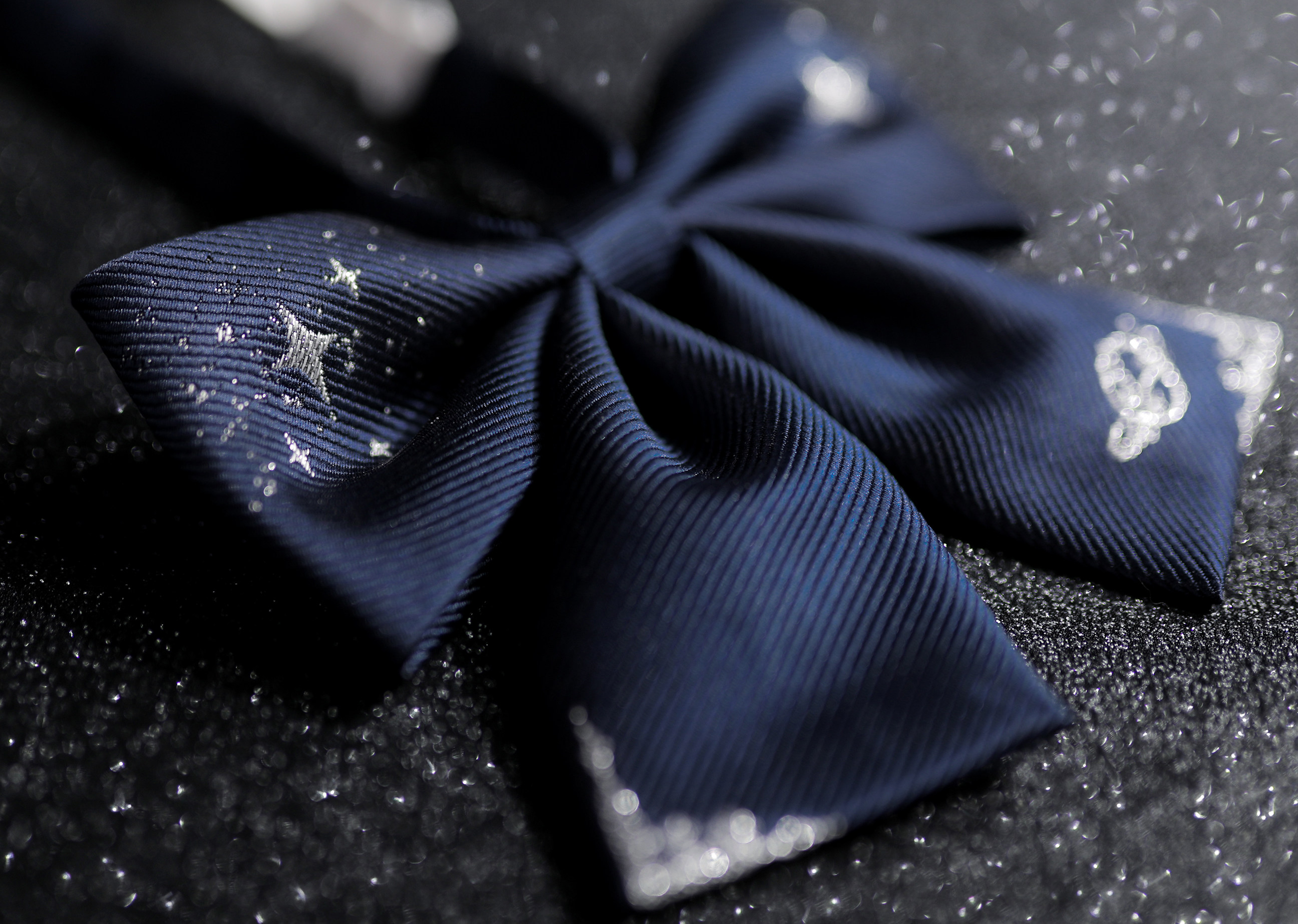 (Galaxy Shop) Design Jacquard Planet Bow Tie Shining Silver Line JK Uniform Flat Bow Tie