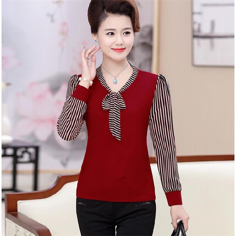 Spring middle-aged and elderly long-sleeved inner wear 40-50-year-old middle-aged women's season mother's clothing