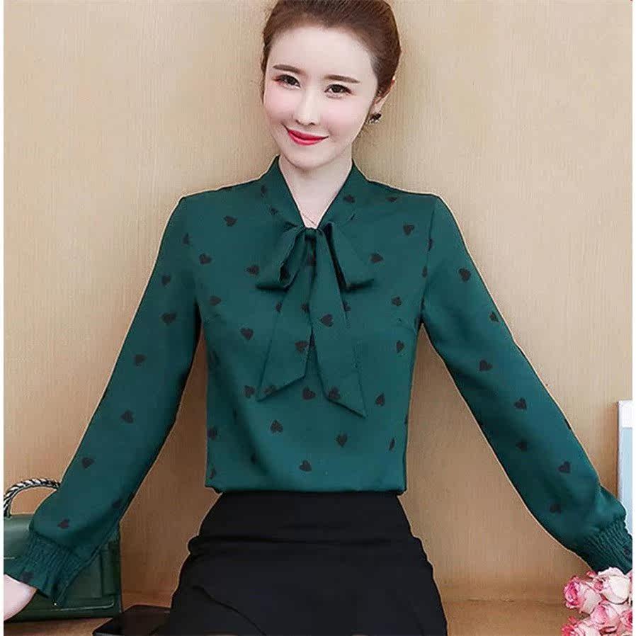Middle-aged and elderly long-sleeved new printed shirts loose large size mother's clothing popular temperament bottoming
