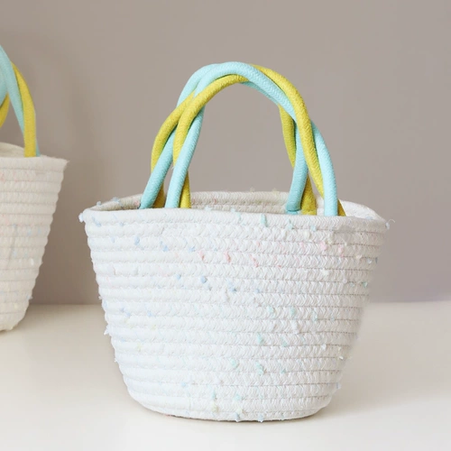 Японская милая радужная портативная плетеная корзина для выхода на улицу