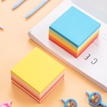 Deli gradient color sticky note paper 400 large capacity sticky note origami 76x76cm Sticky note book tearable Korean cute little book blank portable non-sticky sticky note book