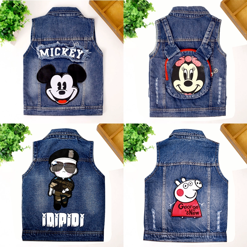 Áo khoác denim trẻ em bé trai mùa xuân và mùa thu tất cả phù hợp trẻ em áo vest trẻ em bé gái áo khoác trẻ em áo khoác bông - Áo ghi lê