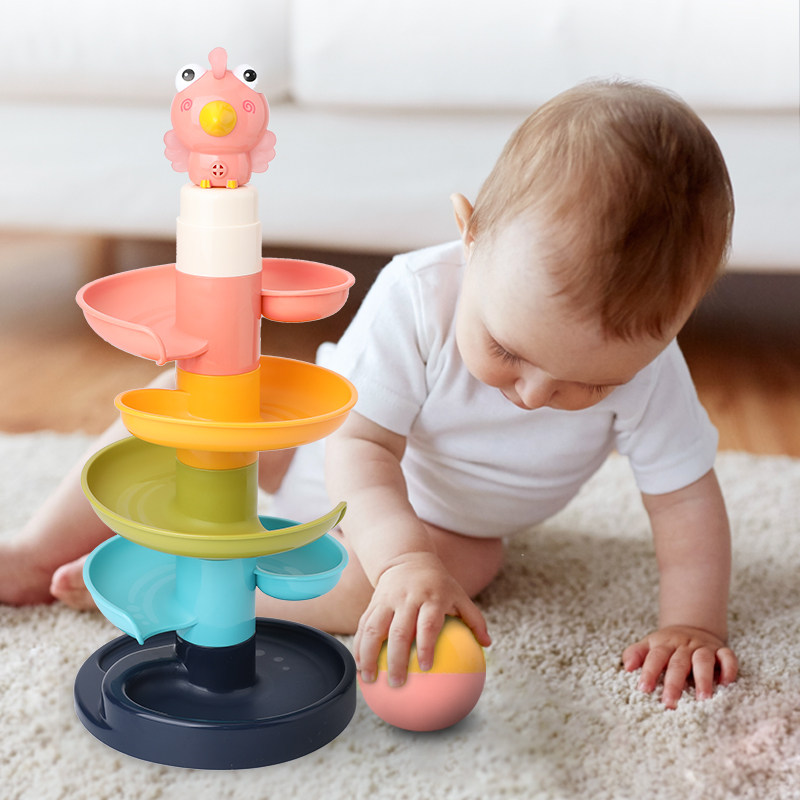Fun track transfer Lesuperimposed Tower Children's puzzle 0-3-year-old baby taught early baby 6-12-month rollskating ball-Taobao