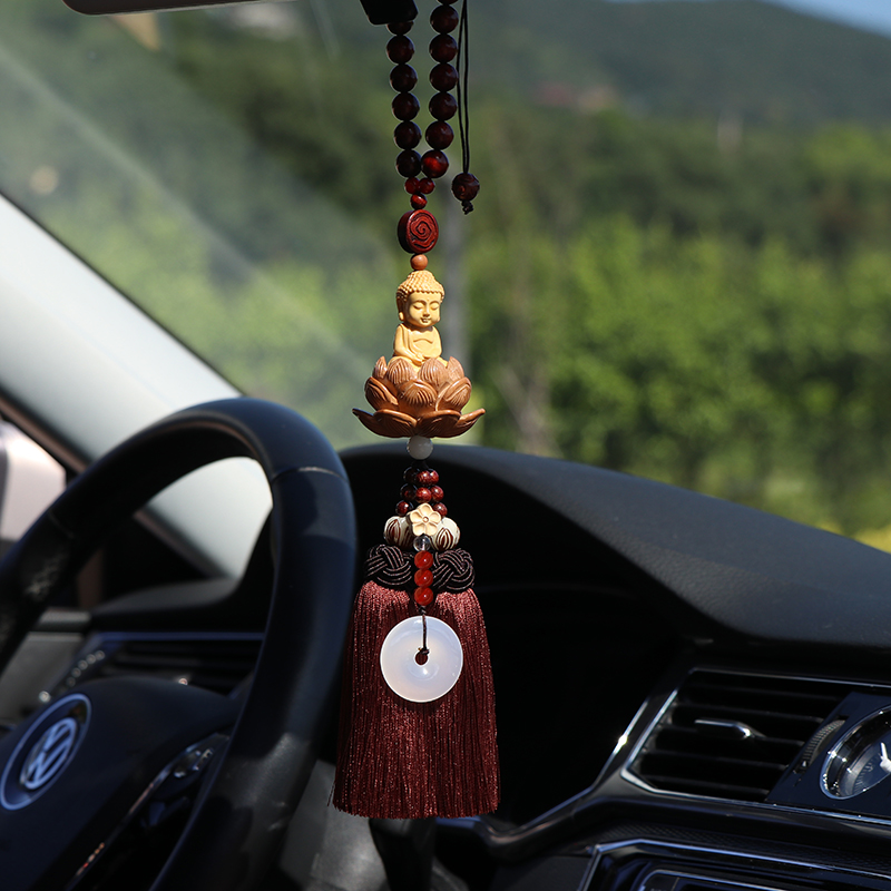 Peach wood car pendant Car pendant Security pendant Safe men and women high-end car rearview mirror decoration pendant
