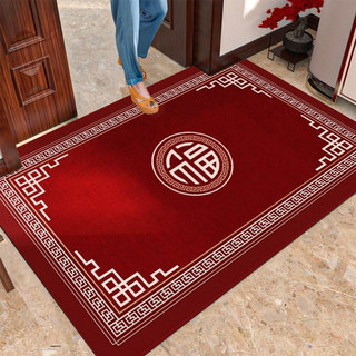 New Chinese-Style Loop Pile Entrance Mat, Festive Red Mat for the Doorway, Dirt-Resistant Foot Mat, Safe Entry and Exit Rug
