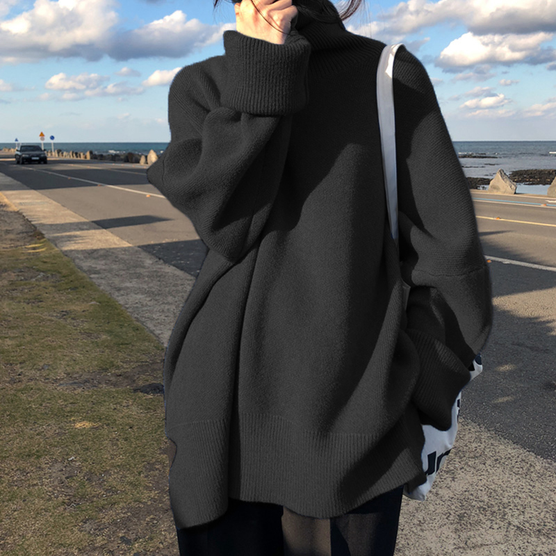 Trendy Brand Lazy Style Sweater for Women 2026 Autumn and Winter New Thickened High-Neck Loose Versatile Japanese-Style Knitwear Trendy Brand Lazy Style Sweater for Women 2026 Autumn and Winter New Thickened High-Neck Loose Versatile Japanese-Style Knitwear