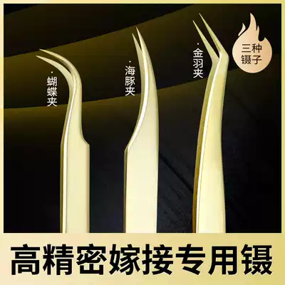 Graft eyelashes one second magnetic flowering golden feather tweezers high density dolphin clip American cicenter tool special tweezers