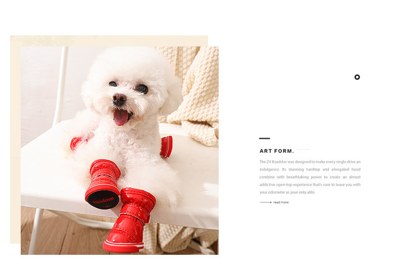 Обувь для собак 宠物狗狗鞋子比熊小型犬小狗鞋套秋冬款防滑耐磨海洋蓝保暖雪地靴