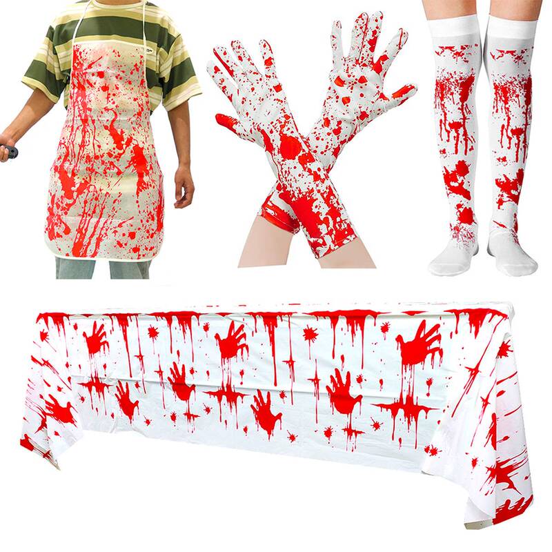 Halloween Bloody Apron Glove Sock Set Bloody Apron, Gloves, and Socks Set Halloween Bloody Apron Glove Sock Set Bloody Apron, Gloves, and Socks Set