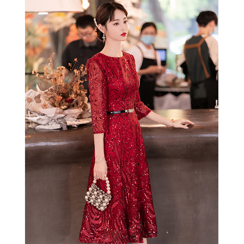 Wedding Dress for the Bride 2026 New High-End Wedding Red Sequin Elegant Young Mother Wedding Banquet Dress Petite Size