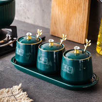 European kitchen creative seasoning box seasoning combination set Nordic household ceramic taste salt sugar jar storage box