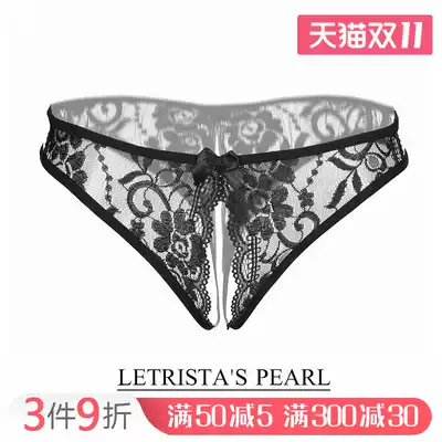 Large size sex underwear women can insert crotch underwear sexy low waist perspective lace non-trace thong thong thong