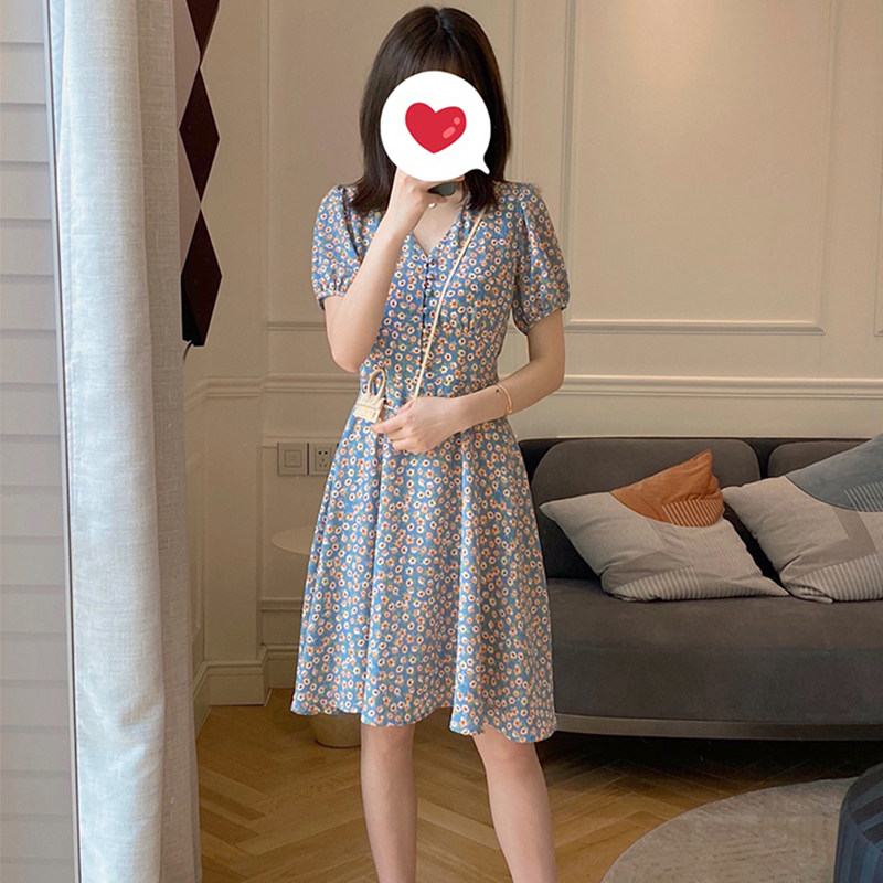 Floral dress 2022 new summer small fragrance style super fairy forest first love princess dress waist slimming skirt women