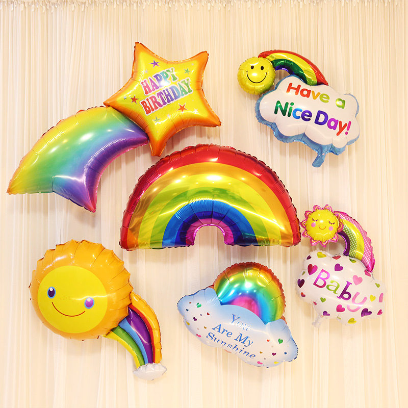 Smiling Face Rainbow Balloons Children Toys 61 Kindergarten Classroom hangings Baby a week old dress Cartoon Balloon