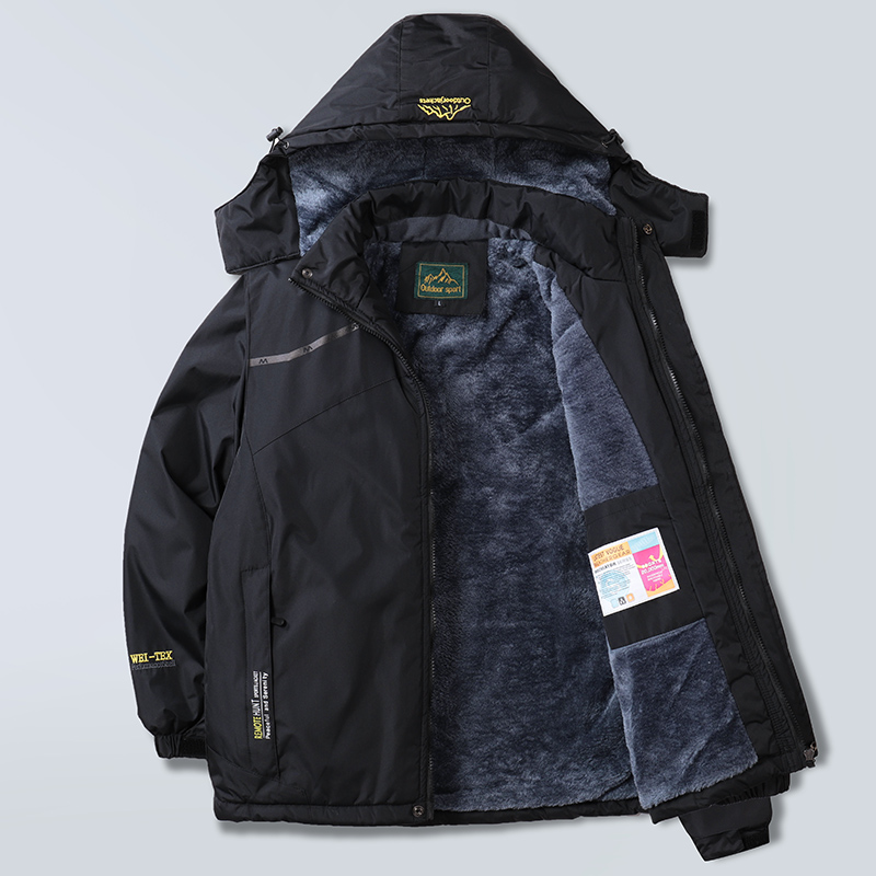 Winter jacket men's plus velvet thick outdoor cotton coat windproof waterproof and coldproof clothing large size custom mountaineering jacket