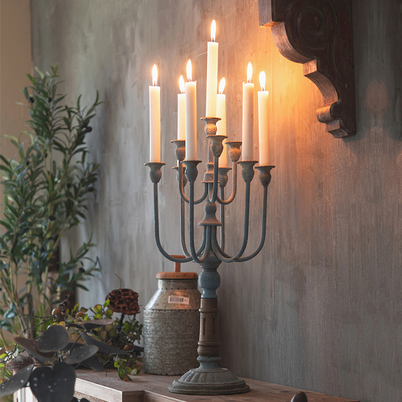 French-Style Candlestick, Vintage Decoration, Creative Gothic High-End American Candle, Retro European-Style Decorative Wall Art, Antique Iron Art French-Style Candlestick, Vintage Decoration, Creative Gothic High-End American Candle, Retro European-Style Decorative Wall Art, Antique Iron Art