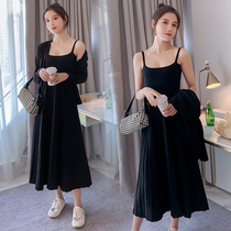 Pregnant Woman Autumn Clothing Dress dress Autumn Winter Han version sweater jacket harness Long dress Autumn Winter Sky Thickened Pregnant Woman Suit